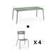 Wellmax Verano Outdoor Aluminium Rectangle Dining Table Set with 4 Chairs, Green
