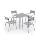 Wellmax Verano Outdoor Aluminium Square Dining Table Set with 2 Armchairs + 2 Chairs, Grey