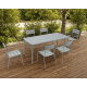 Wellmax Verano Outdoor Aluminium Rectangle Dining Table Set with 2 Armchairs + 4 Chairs, Grey