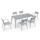 Wellmax Verano Outdoor Aluminium Rectangle Dining Table Set with 2 Armchairs + 4 Chairs, Grey