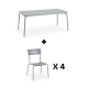 Wellmax Verano Outdoor Aluminium Rectangle Dining Table Set with 4 Chairs, Grey