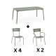 Wellmax Verano Outdoor Aluminium Rectangle Dining Table Set with 2 Armchairs + 4 Chairs, Green