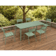 Wellmax Verano Outdoor Aluminium Rectangle Dining Table Set with 2 Armchairs + 4 Chairs, Green