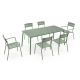 Wellmax Verano Outdoor Aluminium Rectangle Dining Table Set with 2 Armchairs + 4 Chairs, Green