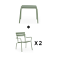 Wellmax Verano Balcony Aluminium Side Table and Chairs Set, Green