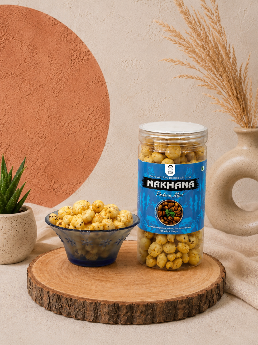 Pudeena Mint Roasted Makhana | Namkeen Snacks & Snacks | Healthy Snack | Cholesterol Free | Gluten Free | Rich In Protein Fiber | Roasted in Olive Oil - 70g Jar