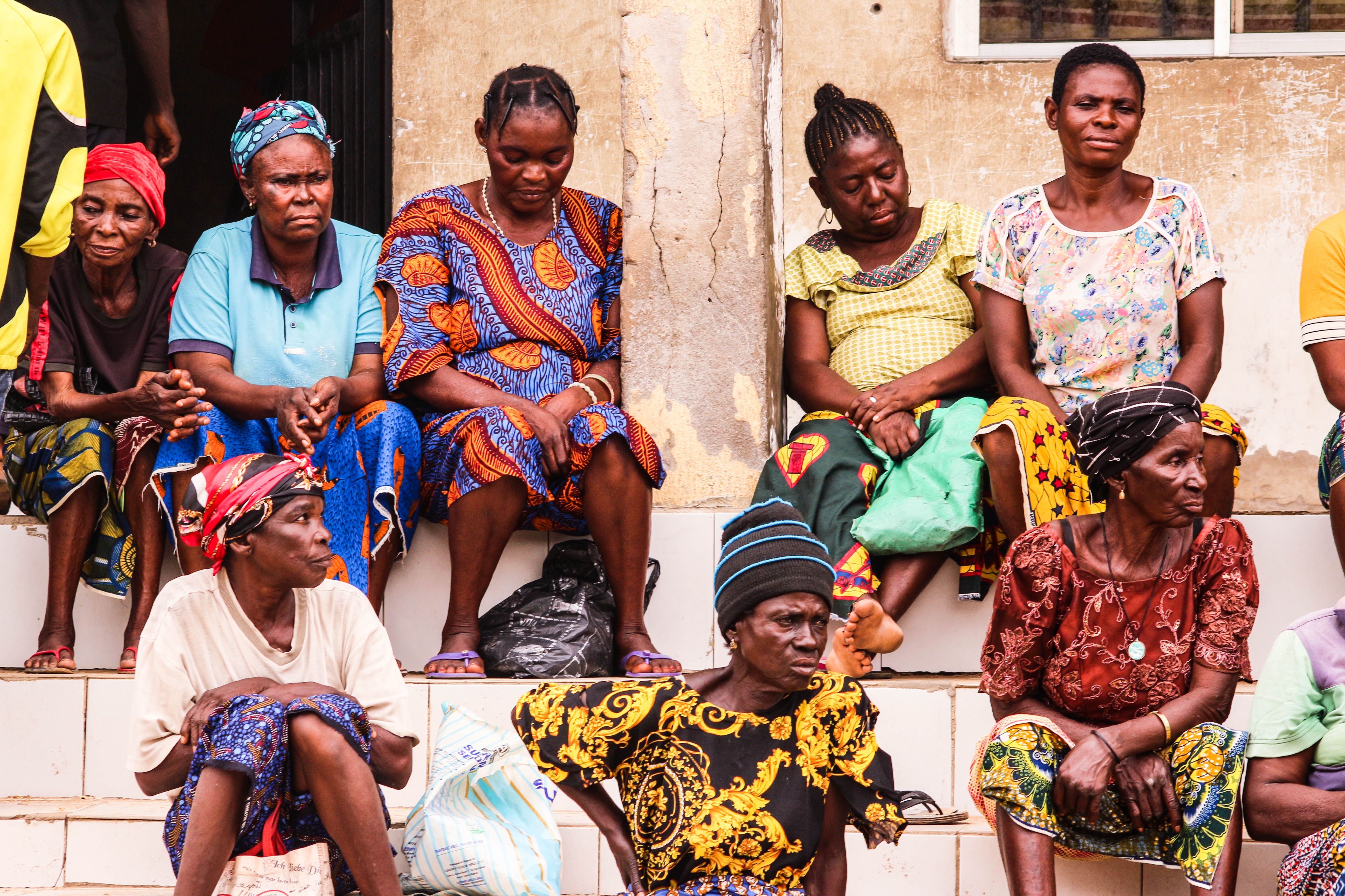 African women and children together in a community setting