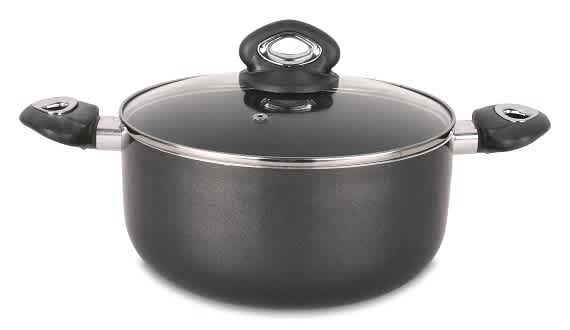 Disnie black 30 cm marble-coated non-stick casserole with induction bottom, glass lid and dual side handles