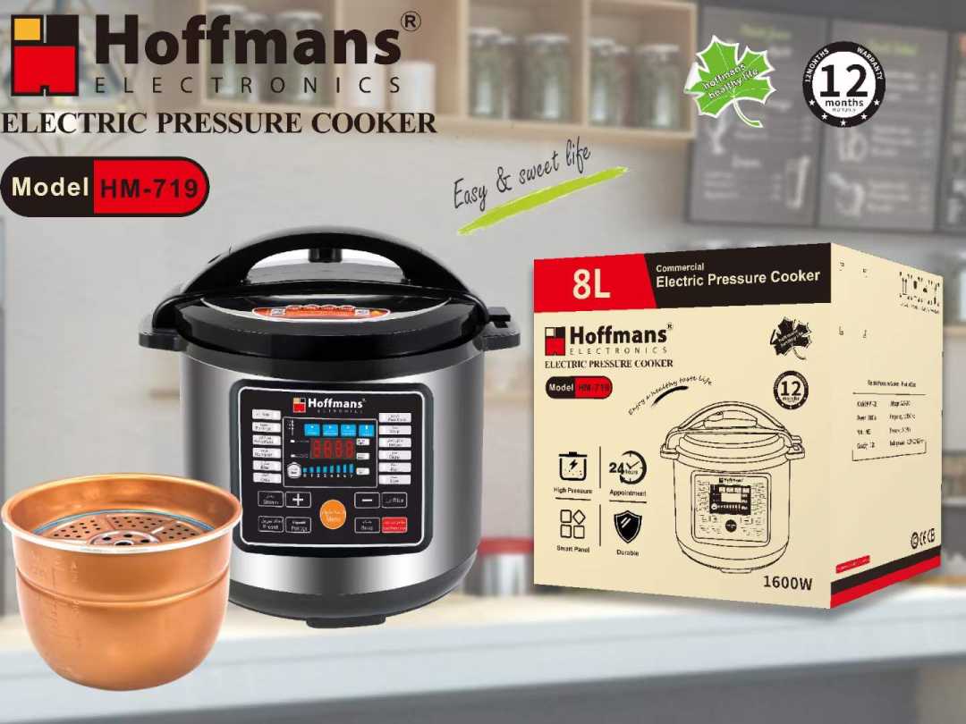 Hoffmans HM-719 8L Electric Multifunction Pressure Cooker with Touch Screen and Non-Stick Inner Pot