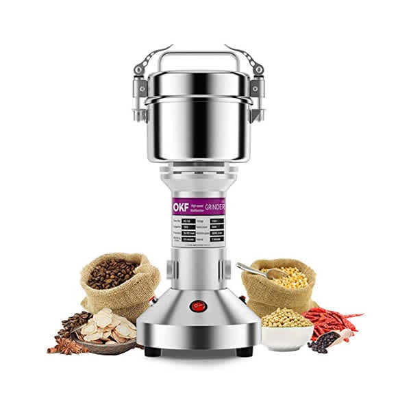 OKF 250g electric stainless steel spice grinder with 650W motor for grinding dry spices, grains and coffee beans