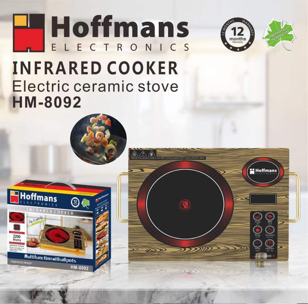 Hoffmans HM-8092 Infrared Cooker with ceramic glass surface and touch control panel