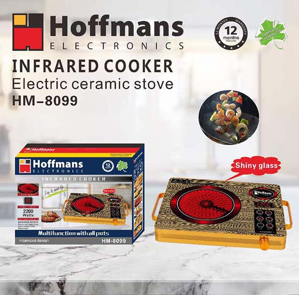 Hoffmans HM-8099 Infrared Cooker with shiny glass surface and smart touch control panel