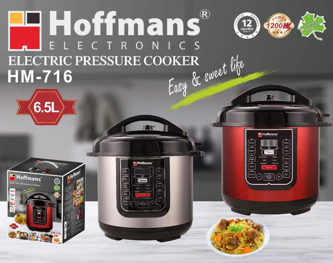 Hoffmans HM-716 6.5L Electric Multifunction Pressure Cooker with Touch Screen and Non-Stick Inner Pot