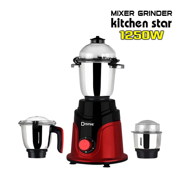 Disnie Kitchen Star 1250W mixer grinder and blender with three stainless steel jars