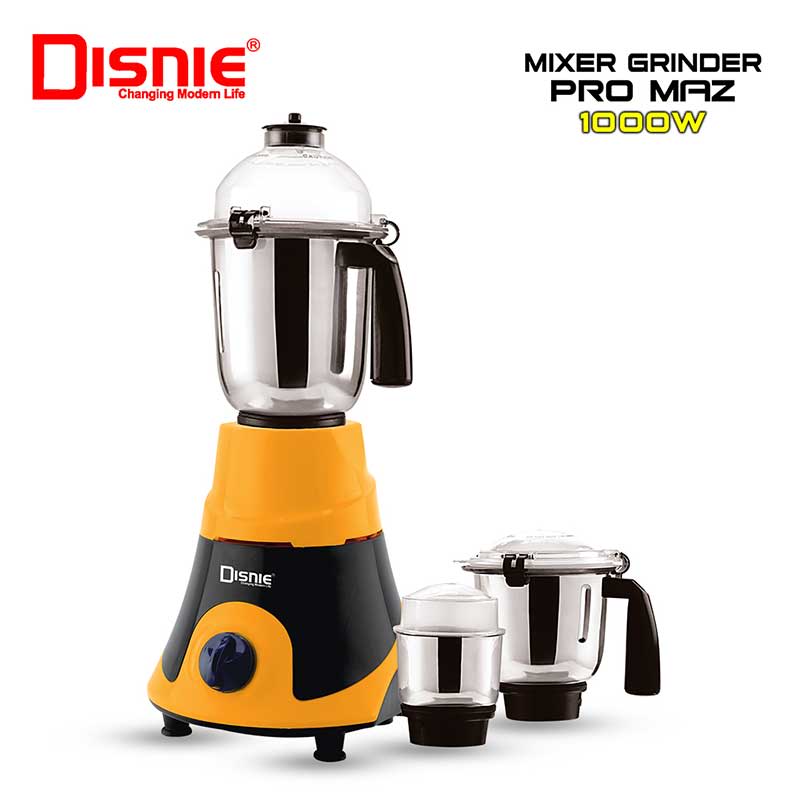 Disnie Pro Maz 1000W mixer grinder and blender with three stainless steel jars