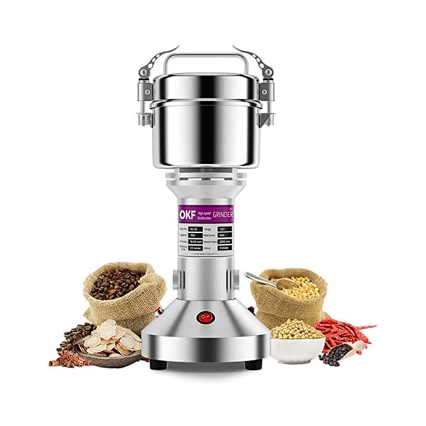 OKF 250g electric stainless steel spice grinder with 650W motor for grinding dry spices, grains and coffee beans