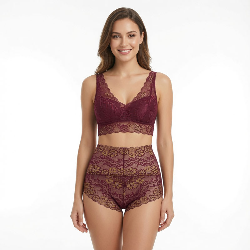 Transparent floral lace high waist panties for women with embroidered sheer fabric and premium lingerie styling.