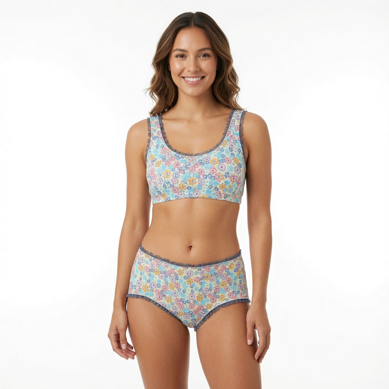 2-piece floral cotton panties for women with colorful print, soft fabric and comfortable everyday underwear design.