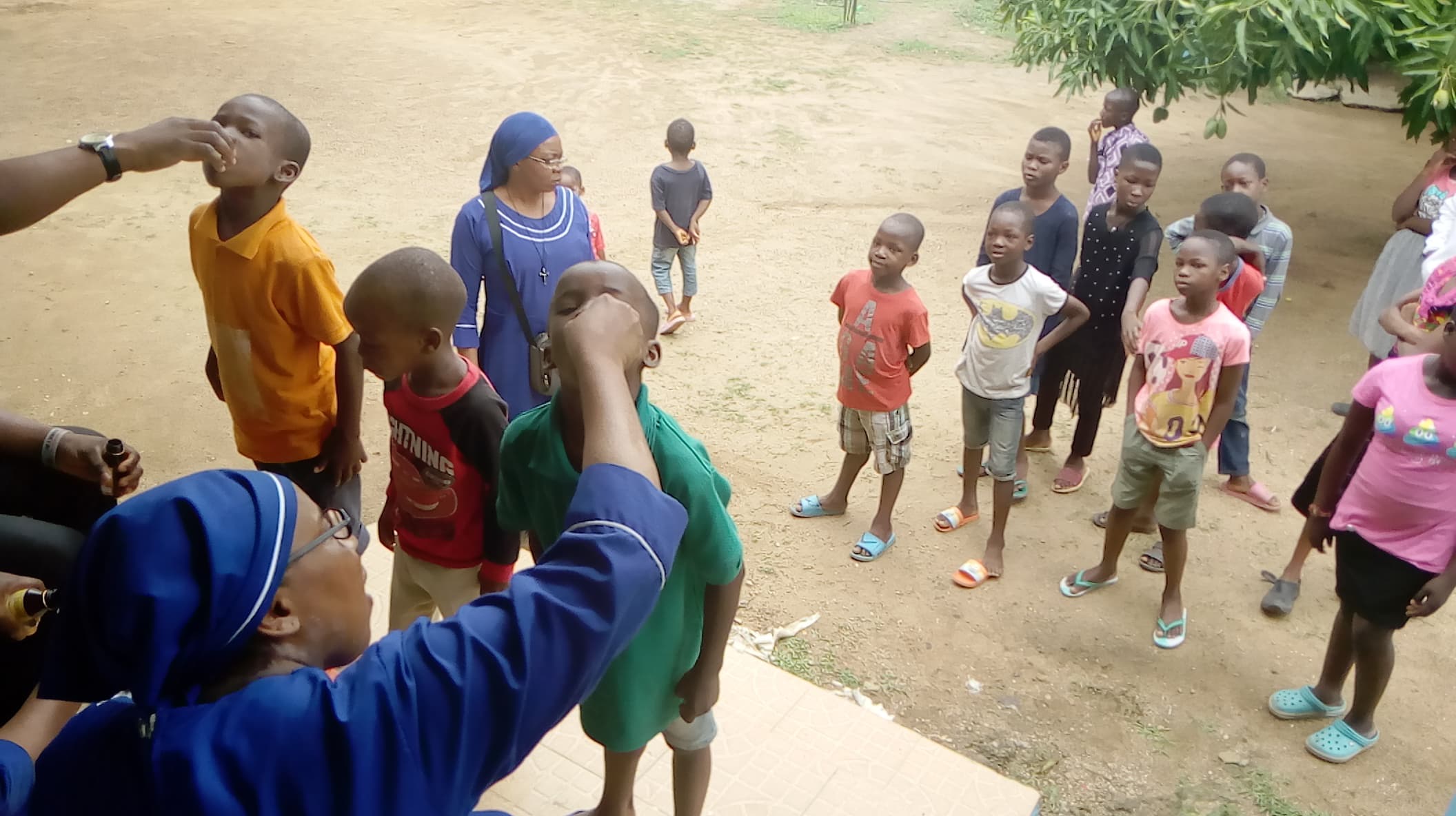 Medical care being provided to a child