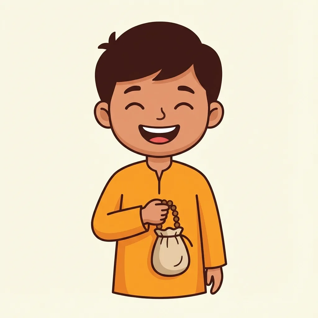 Boy Chanting on Beads