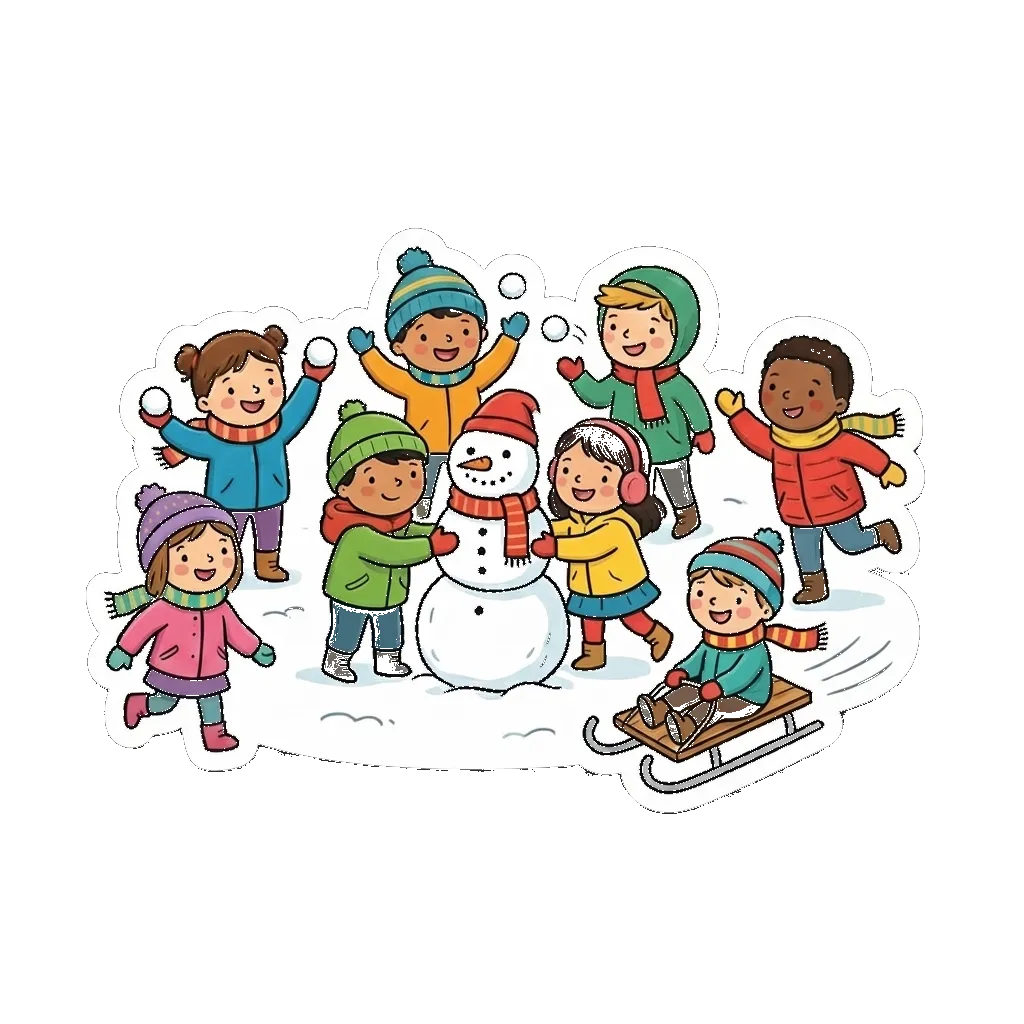 Winter Kids Playing