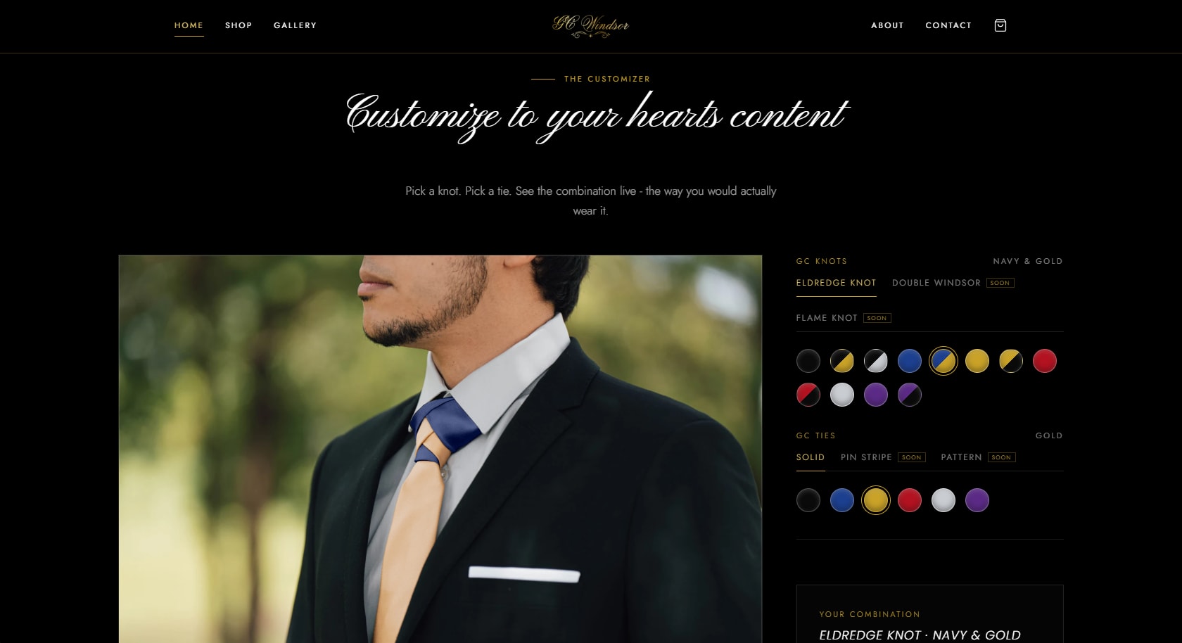 The rebuilt GC Windsor home page — the knot and color customizer