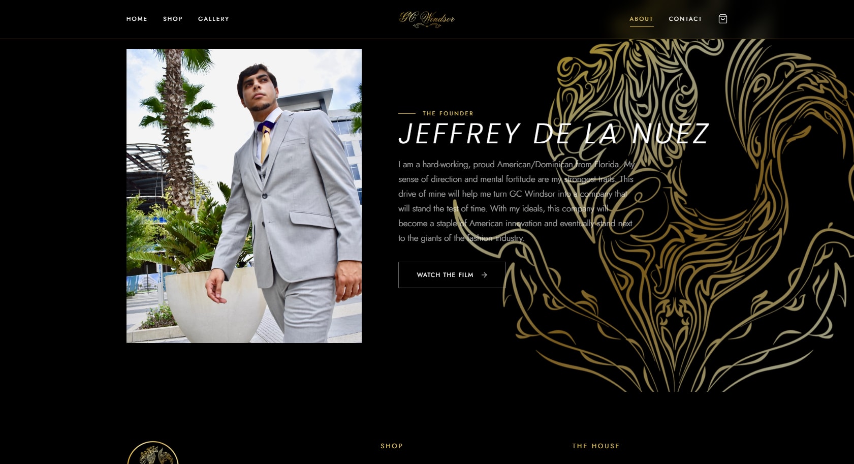 The rebuilt GC Windsor home page — the founder section