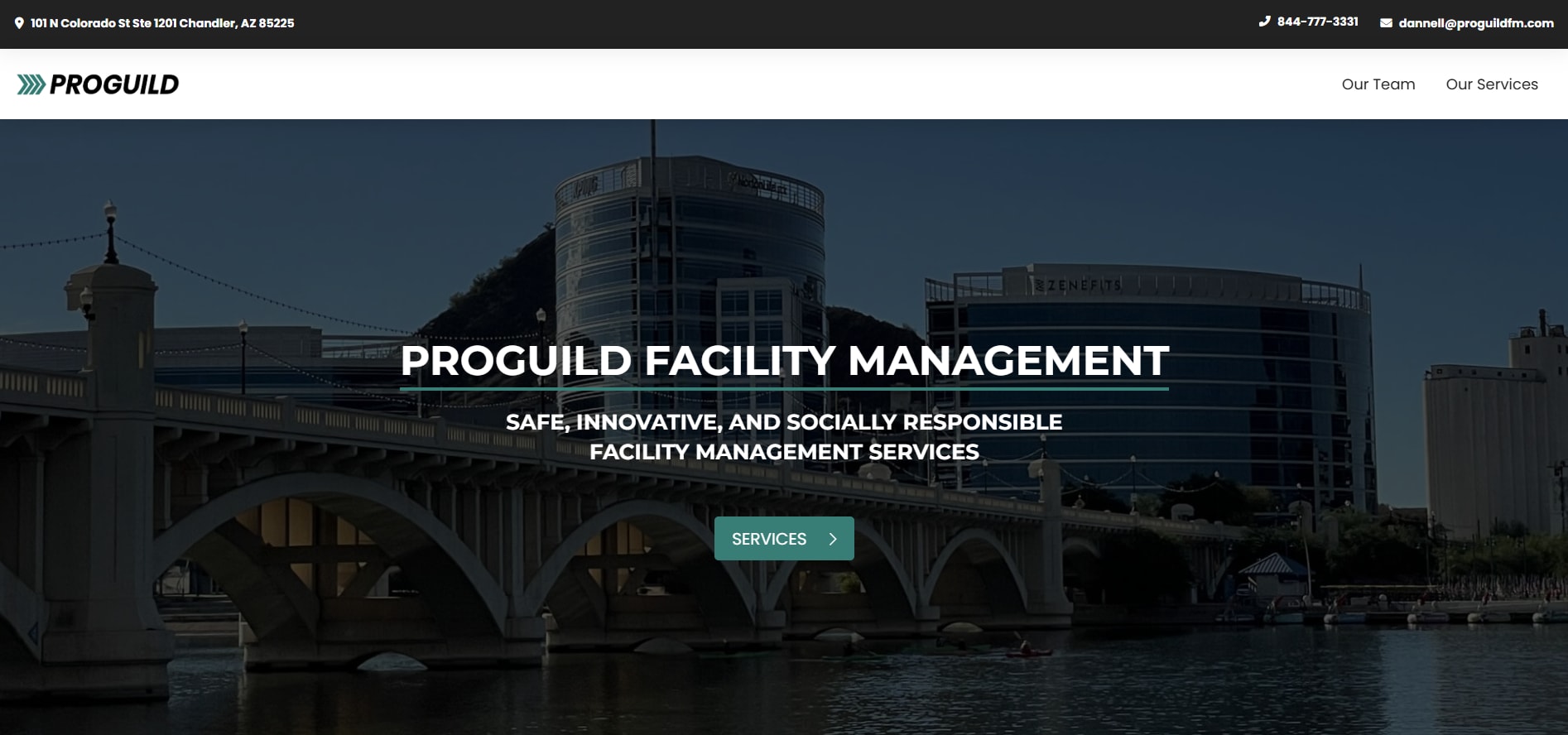 The Proguild home page as it was on WordPress in 2019 — the home page hero