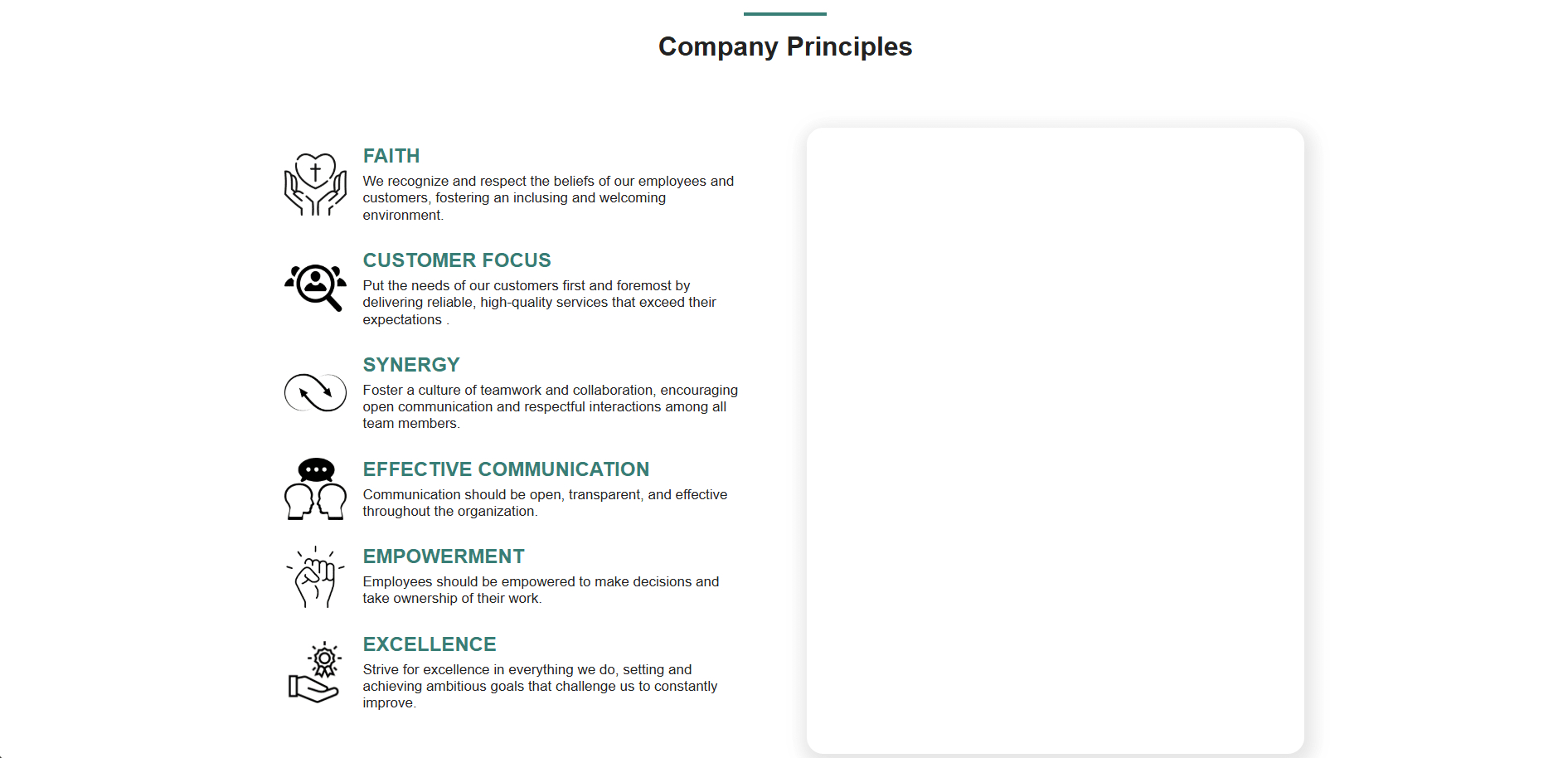 The Proguild home page as it was on WordPress in 2019 — the company principles