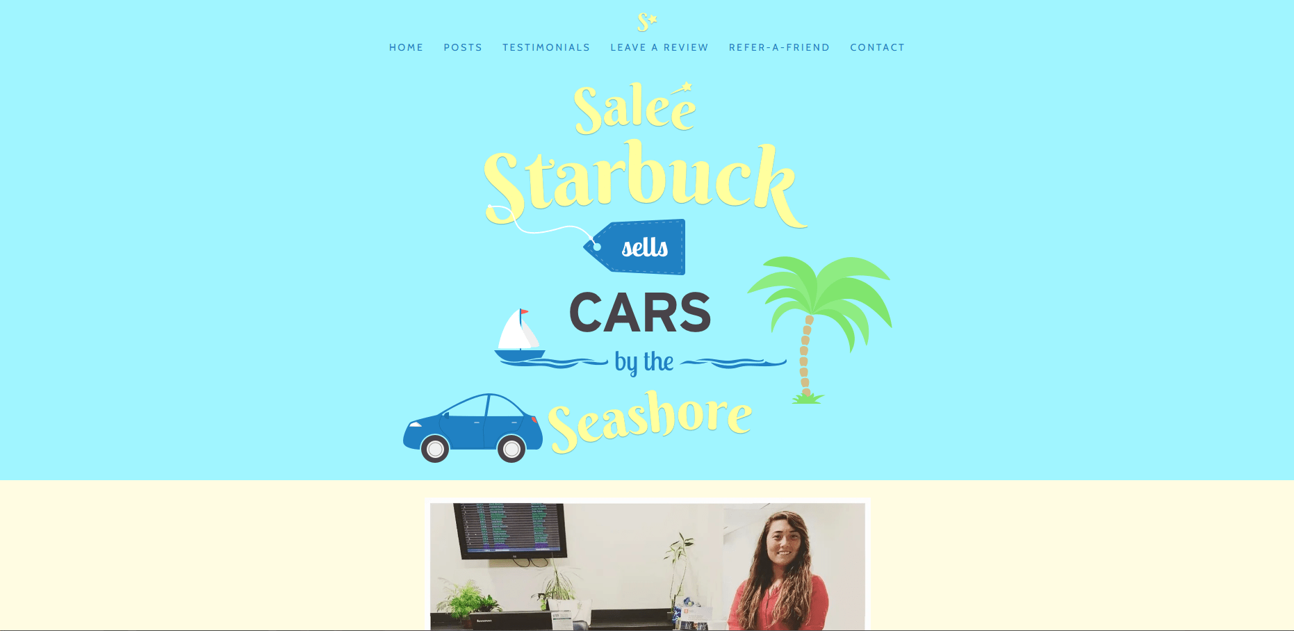 The Salee Starbuck site as it was on Squarespace — the home page hero