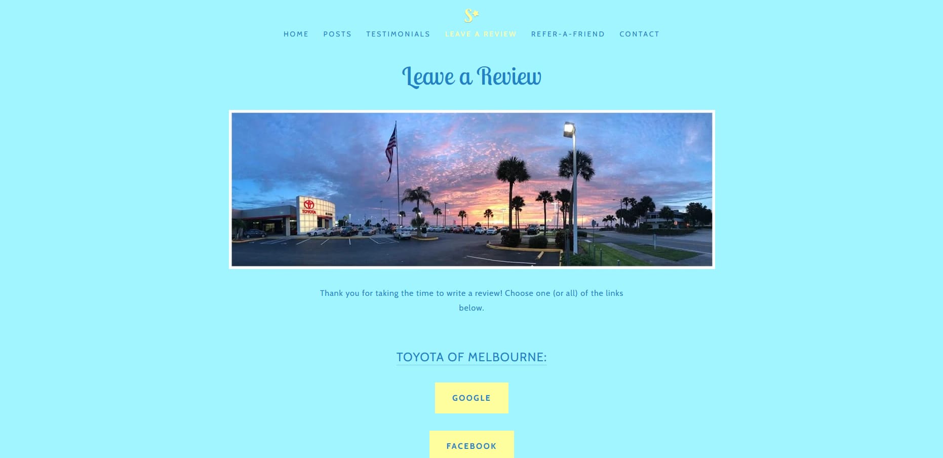 The Salee Starbuck site as it was on Squarespace — the leave a review page