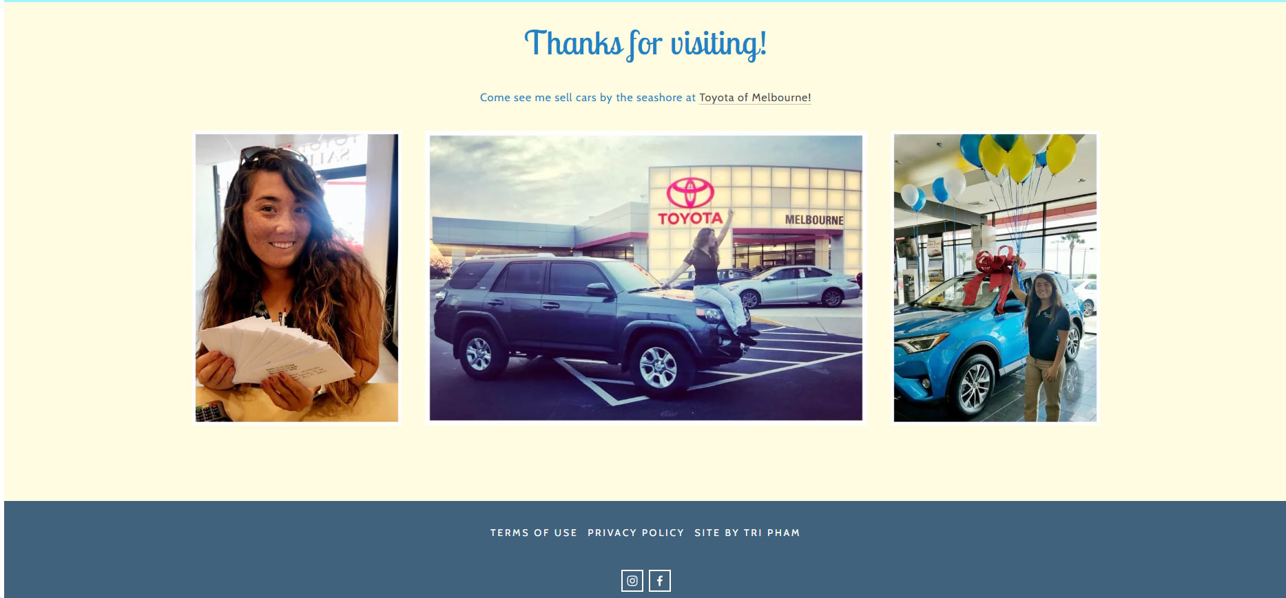 The Salee Starbuck site as it was on Squarespace — the footer