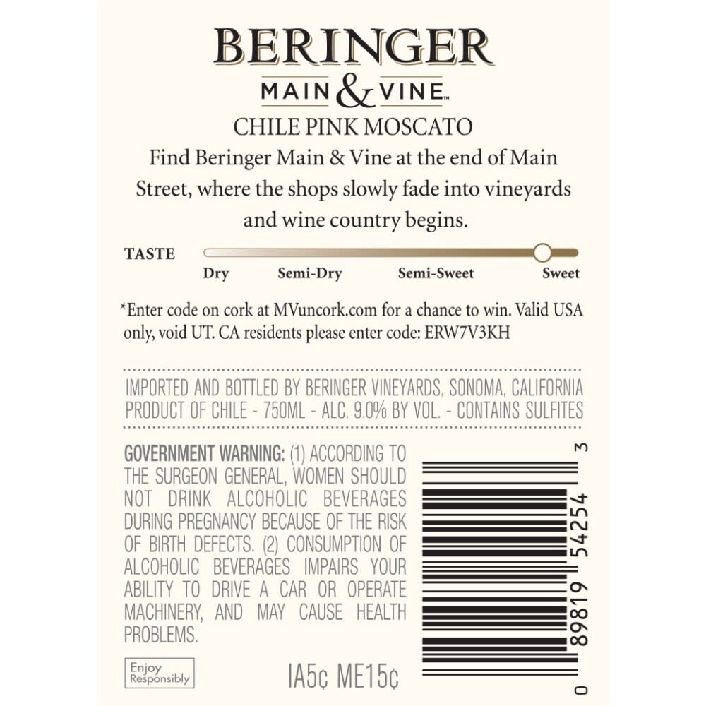 Beringer Pink Moscato — Wine