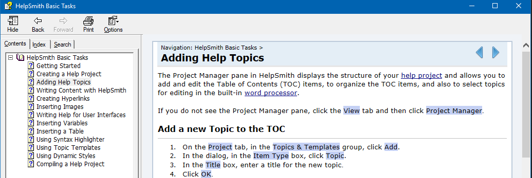 example CHM file