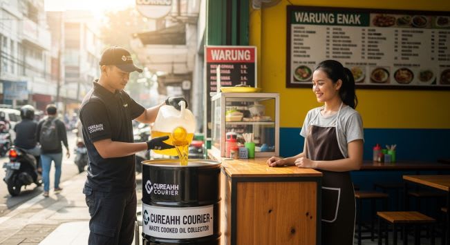 Kantor dan drop point CUREAHH di Kebon Jeruk Jakarta Barat untuk antar minyak jelantah langsung