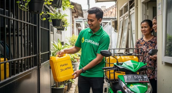 Infografis tingkat harga minyak jelantah berdasarkan volume