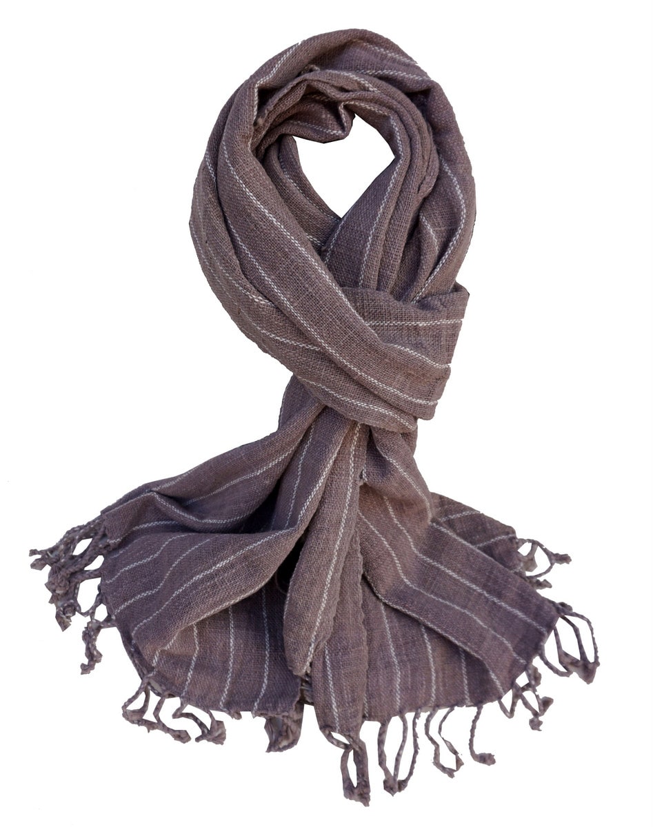 Rustic Handwoven Cotton Shawl Stripe Dark Grey - TaiBaan