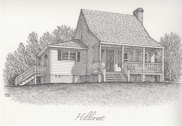 Pencil drawing of Hillcrest Farm