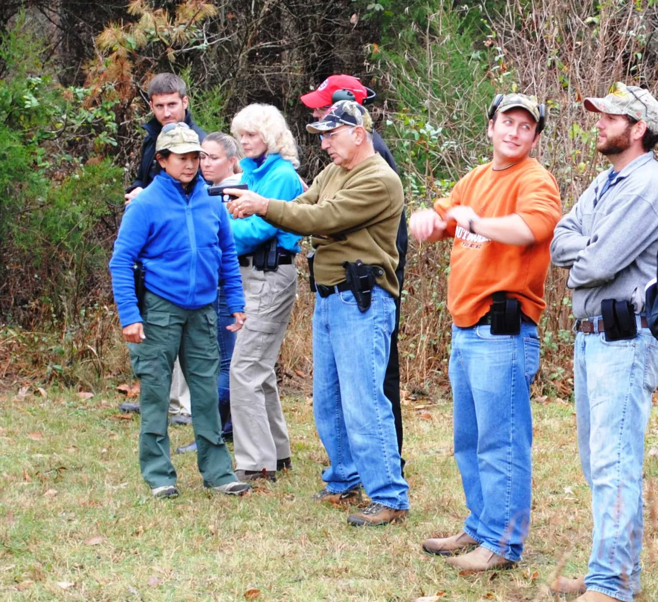 Practical pistol-course instruction at Hillcrest
