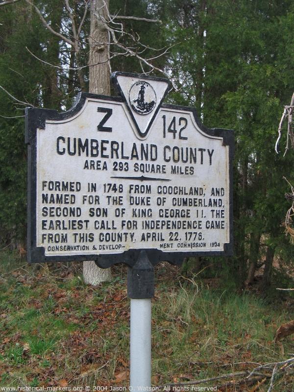 Cumberland County call for Independence historical marker