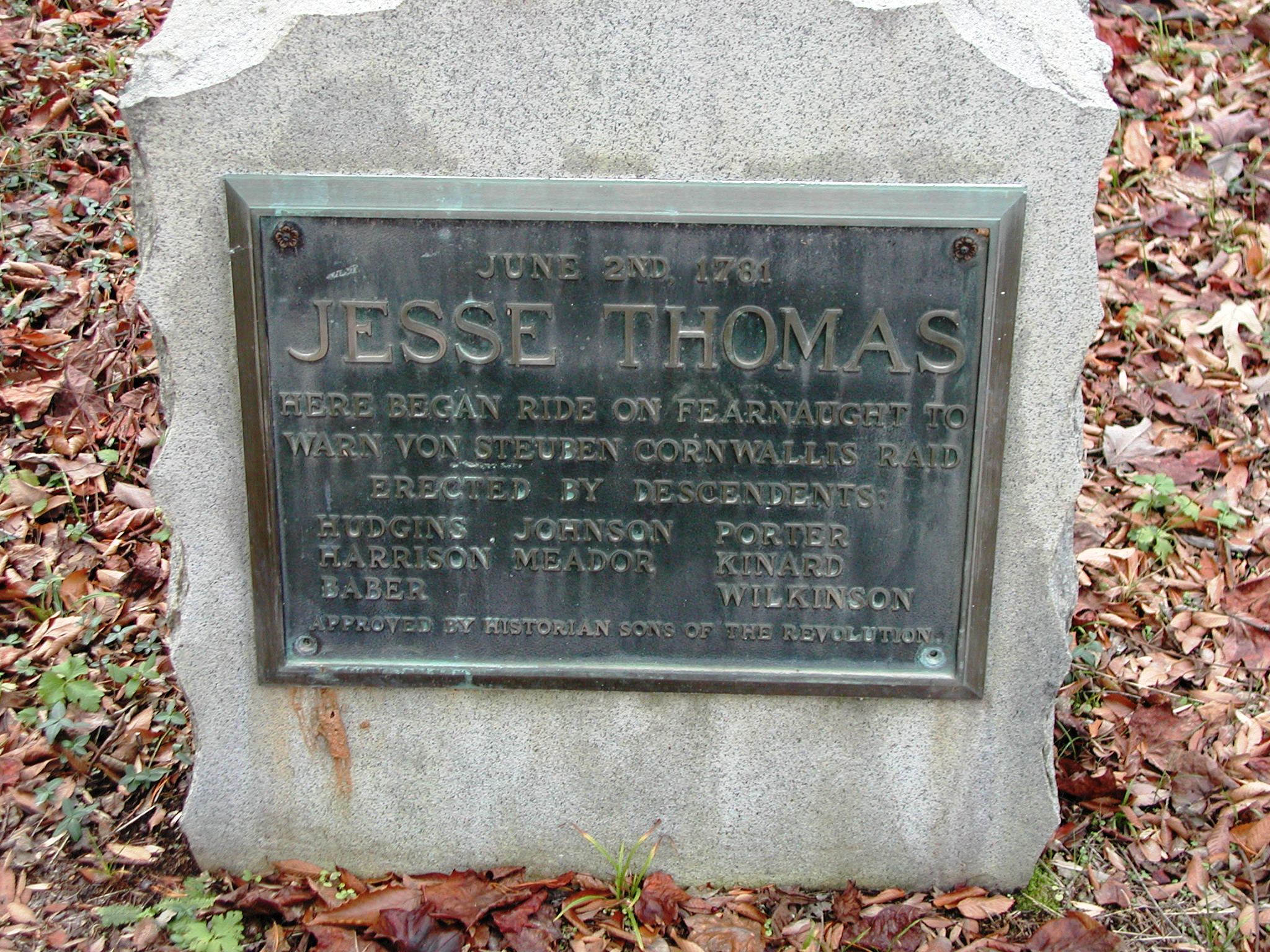 Jesse Thomas historical marker