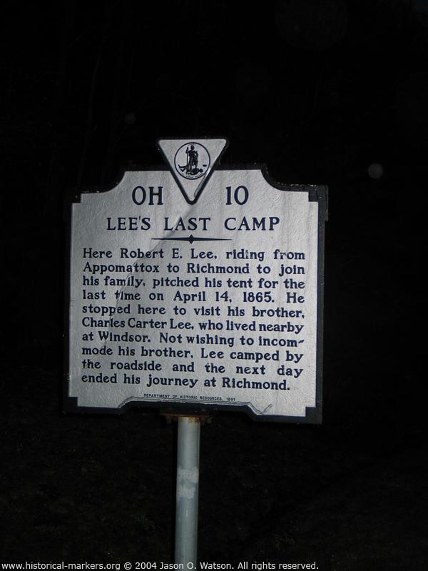 Lee's last camp historical marker