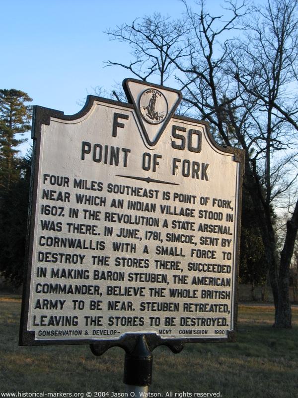 Point of Forks historical marker