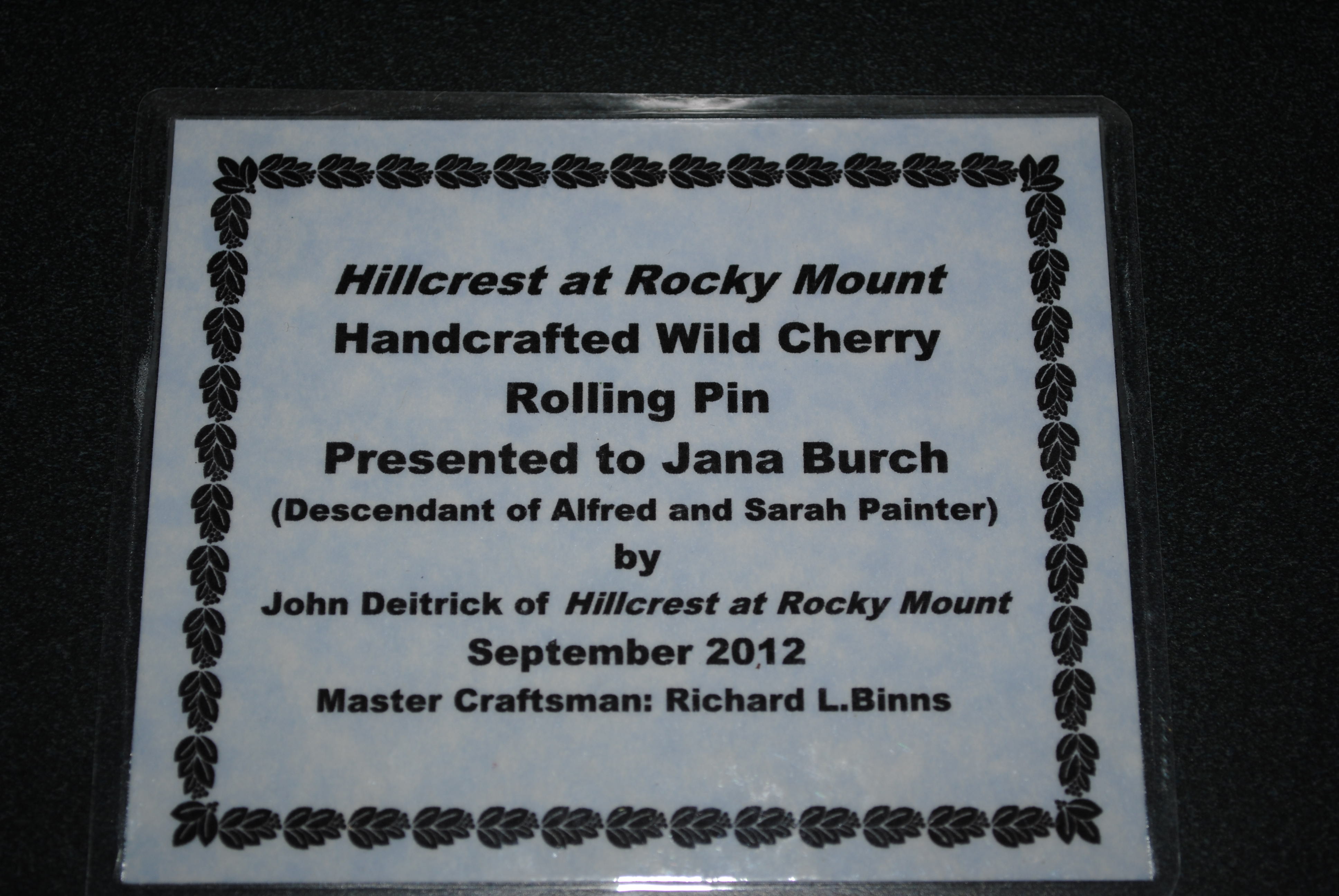 Painter family history artifact