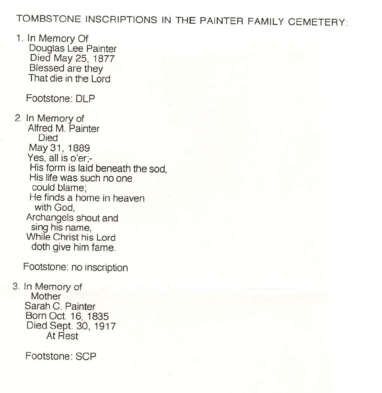 Painter family document