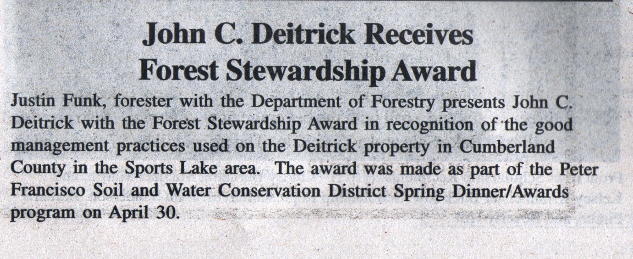 Virginia Department of Forestry stewardship award caption
