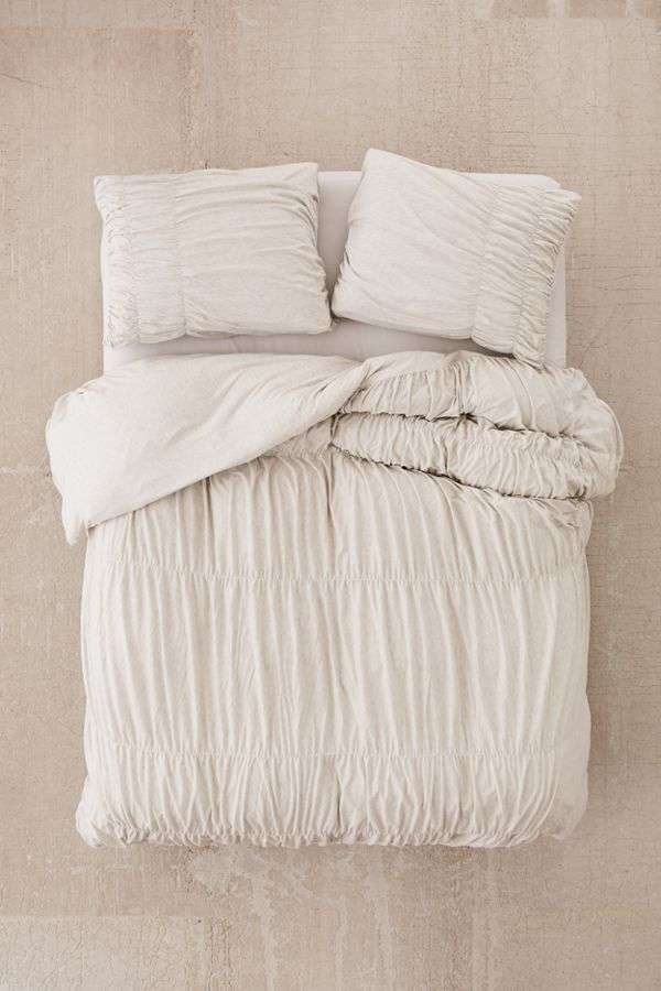 Duvet Cover Set With Full Gathers White Set Of 3 Linen On Me