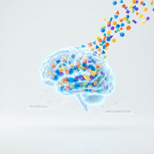 Conceptual illustration of knowledge and memory retention for effective study techniques.