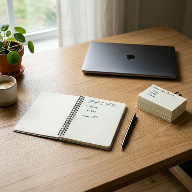 A clean desk with flashcards for retrieval practice