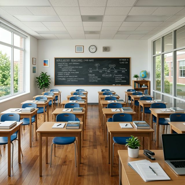 A modern classroom setting representing successful learning outcomes